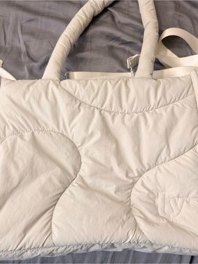 Thirty Years Cream Quilted Tote Bag - Lightweight Women’s Shoulder Bag